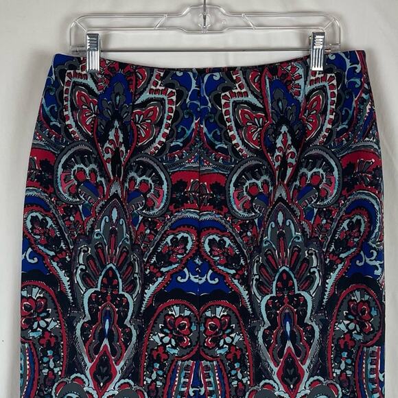 Talbots Blue Red Paisley Print OfficeCore Career Pencil Skirt NWOT Size 10 - Picture 5 of 12